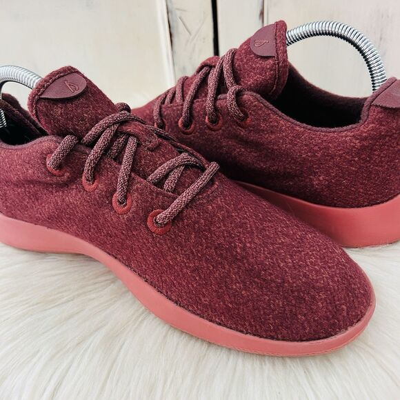 All Birds Burgundy Red Merino Wool Super Soft Lace up Sneakers - Mens Size 9 - Picture 4 of 8